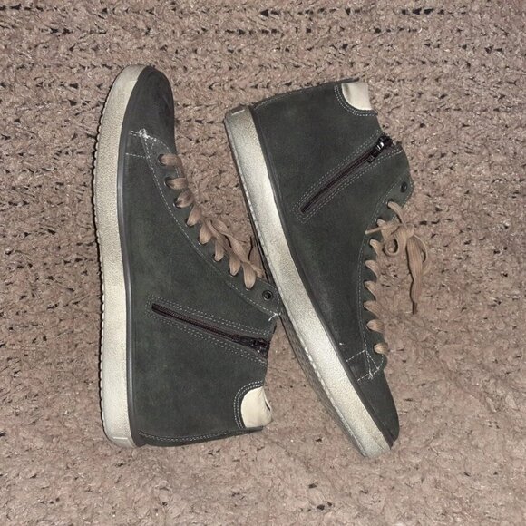 IGI&CO-Italy-Mid-Top Oiled Suede Sneakers-Side Zip-Distressed-Sz 43-Near Mint - Picture 2 of 5